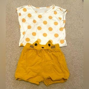 Cute girls size 4/5 outfit! Cat ear/face/whiskers shorts with polka dot shirt!